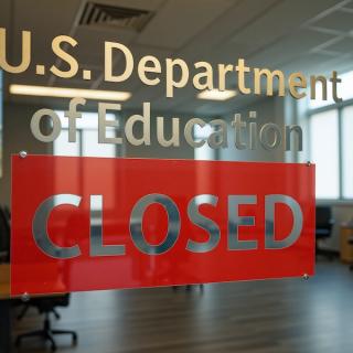 U.S. Dept of Education with closed sign on door