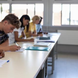 students working in a classroom